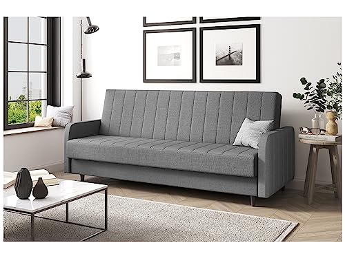 MEBLINI Sofa mit Schlaffunktion - Schlafcouch Ausziehbar - Schlafsofa mit Bettkasten - Sofabett - Couch mit Schlaffunktion - Klappsofa - Andres 3-220x87x93cm - Grau Webstoff MEBLINI Sofa mit Schlaffunktion - Schlafcouch Ausziehbar - Schlafsofa mit Bettkasten - Sofabett - Couch mit Schlaffunktion - Klappsofa - Andres 3-220x87x93cm - Grau Webstoff