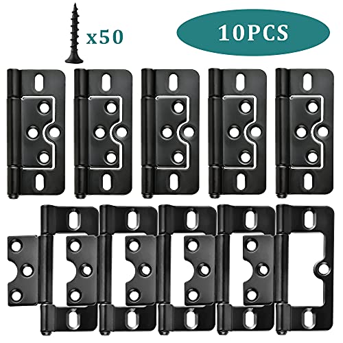 Worldity Non Mortise Cabinet Door Hinges, 3"X1.4" Rustproof Box Hinges Heavy Duty Hinges With Mounting Screws For Furniture Window Wardrobe(10Pcs, Black) #TOP6