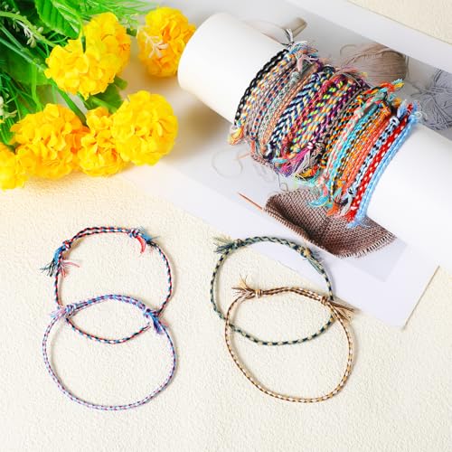 30Pcs Woven Wrap Friendship Bracelets Handmade Adjustable Colorful Tassels Cotton Rope Bracelets Jewelry Suitable Women Men Teenagers Mixed Colors4