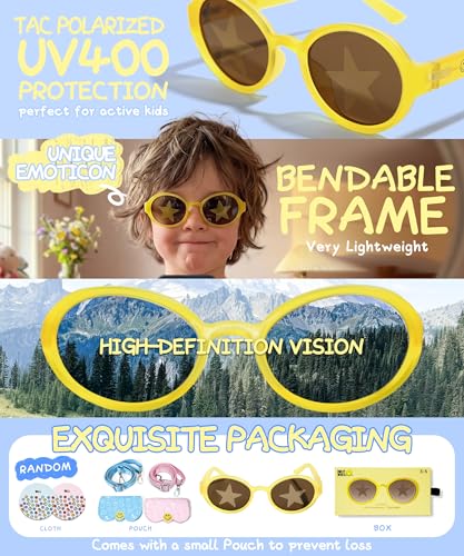 Image of SMILEYWORLD Kids Sunglasses Polarized UV400 Protection for Boys Girls Flexible Unbreakable Lightweight Shatter-Resistant
