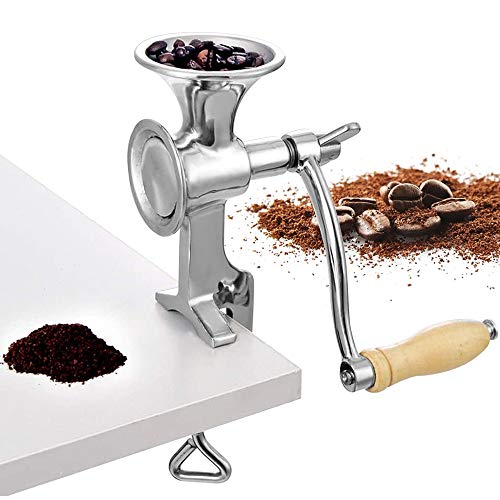 Moongiantgo Manual Grain Grinder Mill Poppy Seeds Mill Solid Stainless Steel Hand Coffee Grinding Tool Coarseness Adjustable with Hand Operated Crank for Wheat Barley Corn Cocoa Beans Chickpeas Spice