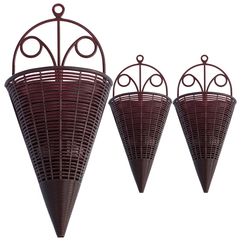 Milisten Rattan Hängender Wandkorb Für Orchideen 12.40X5.51X2.76 Zoll 3Er Set Dekorativer Hängender Pflanzer Für Küche Balkon Garten Rustikaler Aufbewahrungskorb