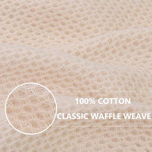 Image of Homaxy 100% Cotton Waffle Weave Kitchen Dish Towels, Ultra Soft Absorbent Quick Drying Cleaning Towel, 13 x 28 Inches, 18-Pack, Beige