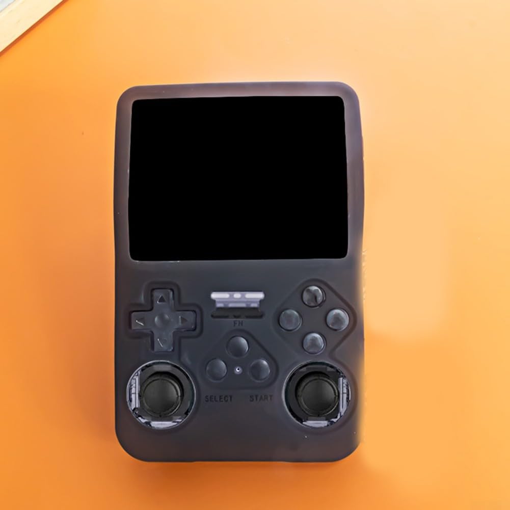 R36S Funda de silicona para consola de juegos portátil retro - Agarre antideslizante y protección a prueba de golpes - Negro (C44 en negro)