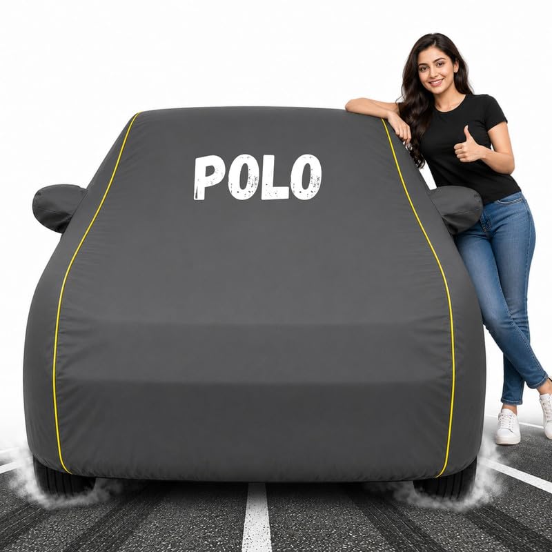 Image of Custom Fit Grey 100% Waterproof Polo Car Cover | Polyester Car Body Covers for Rain & Sun | UV Protection, Dustproof, Scratch Resistant, Windproof, Heat Resistant