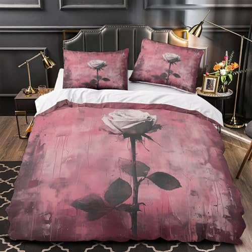 Housse de couette rose microfibre 140x200 parure de lit ado