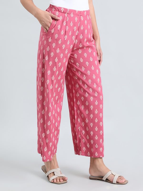 Image of GO COLORS Soft Viscose Printed Palazzo Full Length for Women| Breathable, Mid Rise