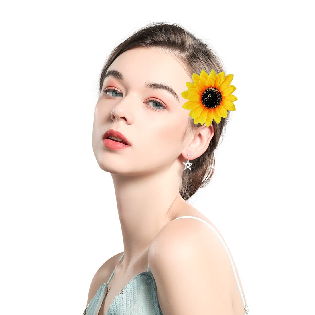 VASANA 6PCS Women Girls 4 inch Yellow Sunflower Hair Clips Alligator Clips Hairpin Hair Clamp Barrettes Headwear Hair Hair Styling Accessories for Party Beach Vacation Wedding Bridal Best Xmas Gifts