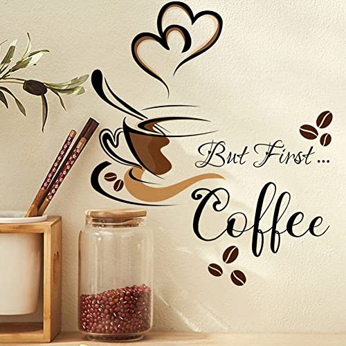 Sanfly Café Tasse Stickers Muraux Vinyle Cuisine Mur Décor Autocollants Amovible Art DIY Citations Autocollant Mural pour La Maison Café Magasin Papier Peint