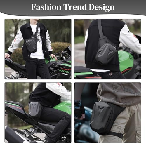 Image of STHIRA Motorcycle Waist Drop Leg Bag -Waterproof Hard Shell Storage Bag Double Layer Zippered Waist