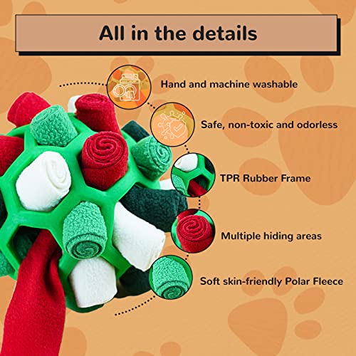 Larimuer Schnüffelball für Hunde, Schnüffelteppich Schnüffelspielzeug Interaktive Hundespielzeug tragbarer Haustier Snuffle Ball Toy für Kleine Mittelgroße Hunde Haustier (Grüne Weihnachten)