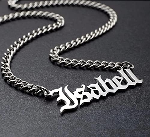Sterling Silver Personalized Nameplate Custom Old English Name Necklace2