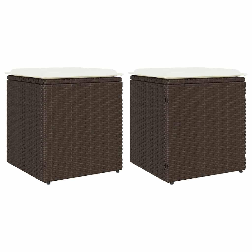 Taboret ogrodowy z poduszką 2 szt. Brązowy 40 x 40 x 43 cm Poly
