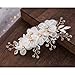 Flower Bride Wedding Hair Comb with Sparkling Crystals and Pearls Elegant Headpiece Bridal Handmade Hair Accessories for Women Girls
