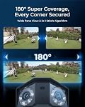 REOLINK Duo 3 PoE 16MP UHD Dual-Lens PoE Security Camera with 180° Panoramic View, Motion Track, F1.6 Color Night Vision, Person/Vehicle/Animal Detection, Two Way Talk, Supports 24/7 Recording