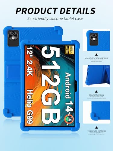 Étui DOOGEE T40 Pro : coque silicone 12 pouces avec support ajustable bleu - 3