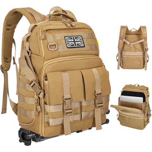 OUUTMEE Sac à Dos pour Appareil Photo avec Compartiment pour Ordinateur Portable de, Sac Étanche pour Appareil Photo pour DSLR/SLR Compatible avec Canon, Nikon, Insert Rembourré Amovible, Kaki