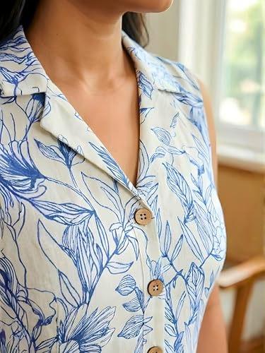 Image of Indietoga Women Plus Size Floral Print Cotton Midi A-line Dress (XL to 7XL)