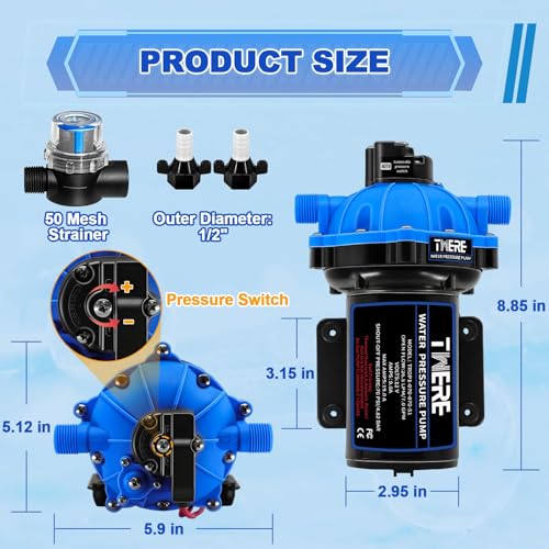 Image of 12V DC Water Pressure Pump,Sprayer Pump,7.0GPM 70PSI Five Chamber Diaphragm Water Pump,Up to 10FT 250W Self-Priming with Heavy Duty Pressure Switch,Ideal for Agricultural Spraying Marine Yacht