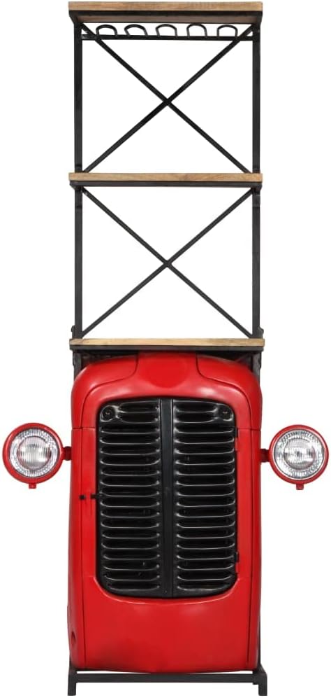 vidaXL Wine Rack, Wine Bar Cabinet with Glass Rack, Tractor Bar, Tractor Cabinet for Living Room Kitchen Pantry, Industrial, Solid Mango Wood