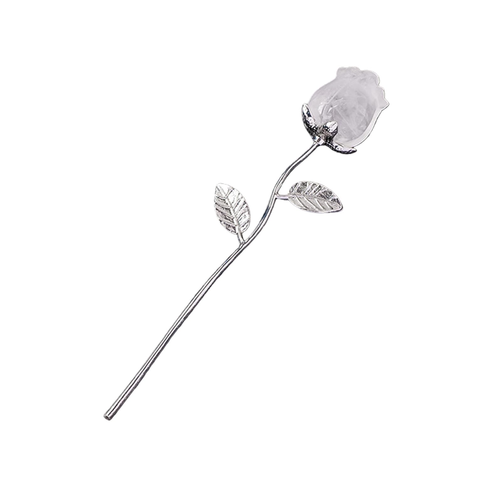 Kangnice Natural Crystal Carved Rose Handcrafted Arts Piece Feature Detailed Craftsmanship for Sophisticated Homes and Decoration Enhancing Ambiances Crystal Flower