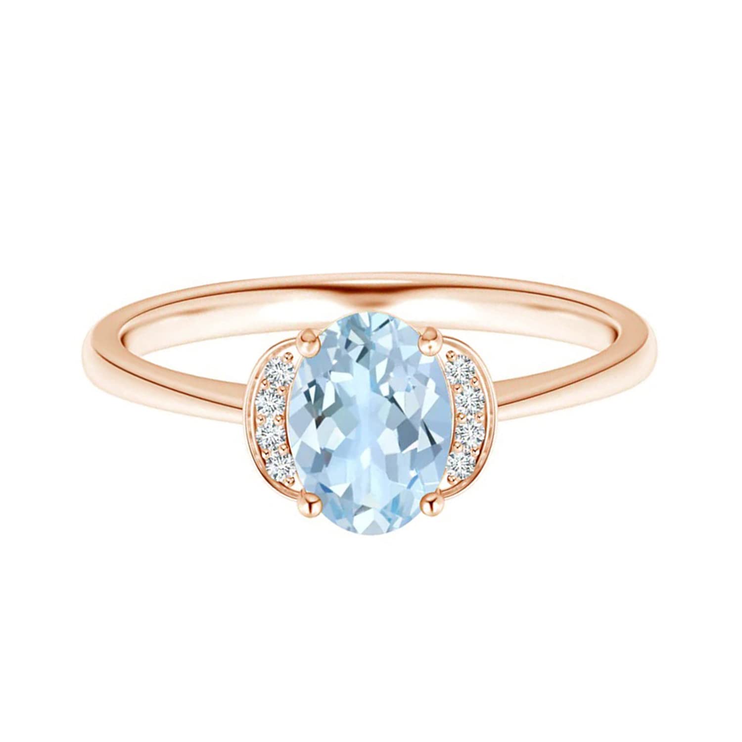 Shine Jewel 0.50 Ctw Corte Ovalado Piedra preciosa azul aguamarina Plata de Ley 925 Apilable Promesa Anillo