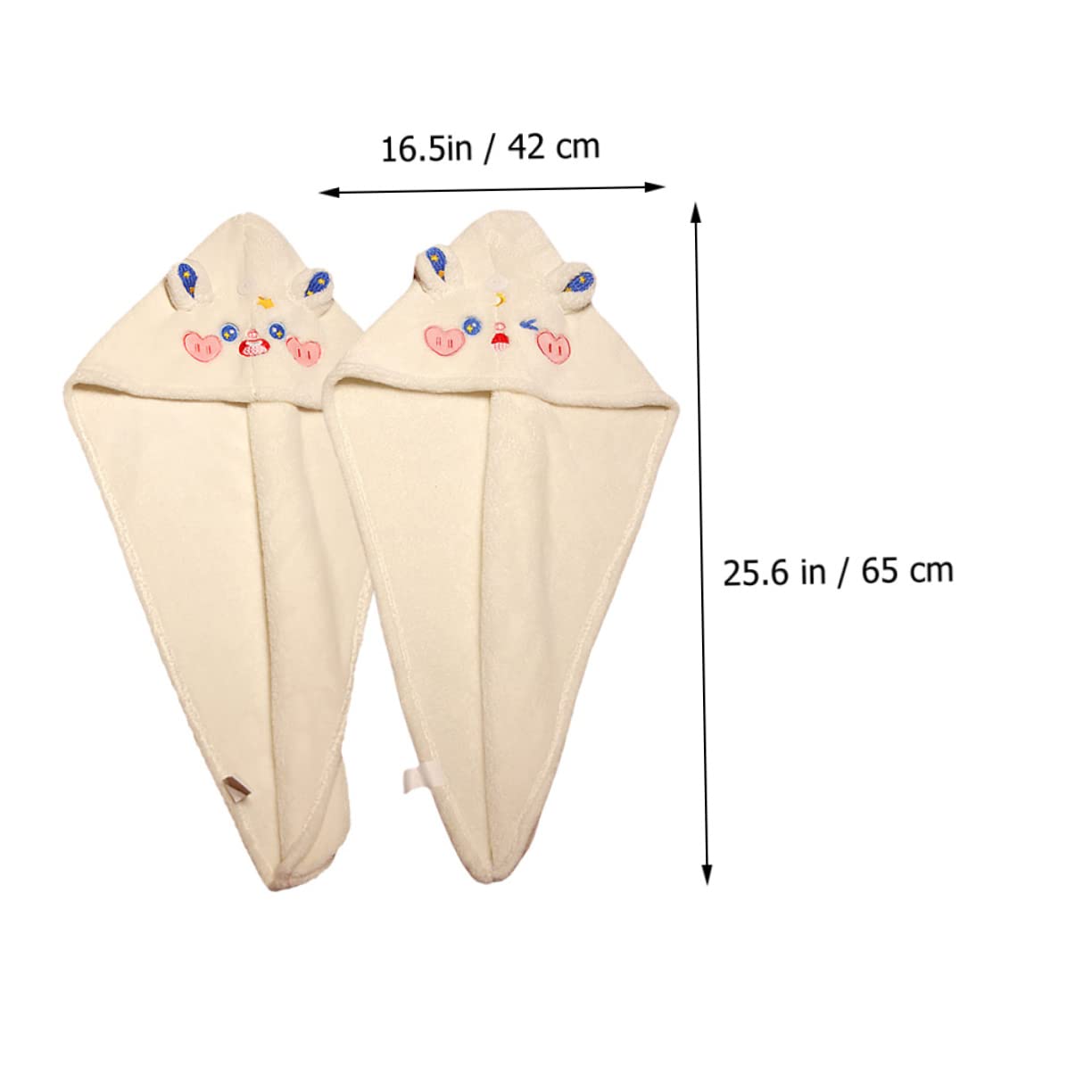 IWOWHERO Hair Turban Towel Wrap 2 Pack for Women Absorbent Soft Fleece Quick Dry Hair Drying Cap Cartoon Design Travel Friendly