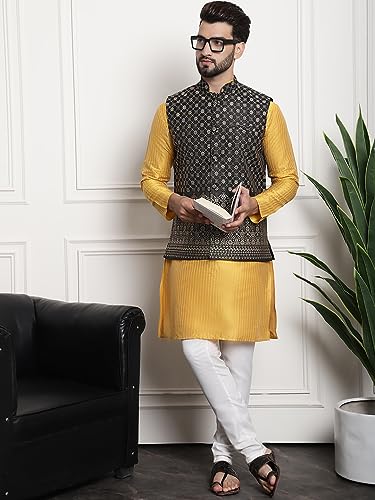Image of SOJANYA (Since 1958 Men's Silk Blend Kurta and Pyjama with Nehru Jacket
