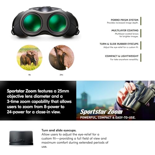 Nikon Sportstar Zoom 8-24x25mm Binoculars - Multi-Coated Lenses, Porro Prism Optics, Fast Focus Control - Compact Lightweight Binocular for Sports Events, Wildlife & Outdoor Viewing - image 7