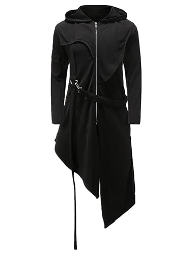 Crubelon Men's Steampunk Vintage Tailcoat Jacket Gothic Victorian Frock Uniform Halloween Costume - Medium - Black