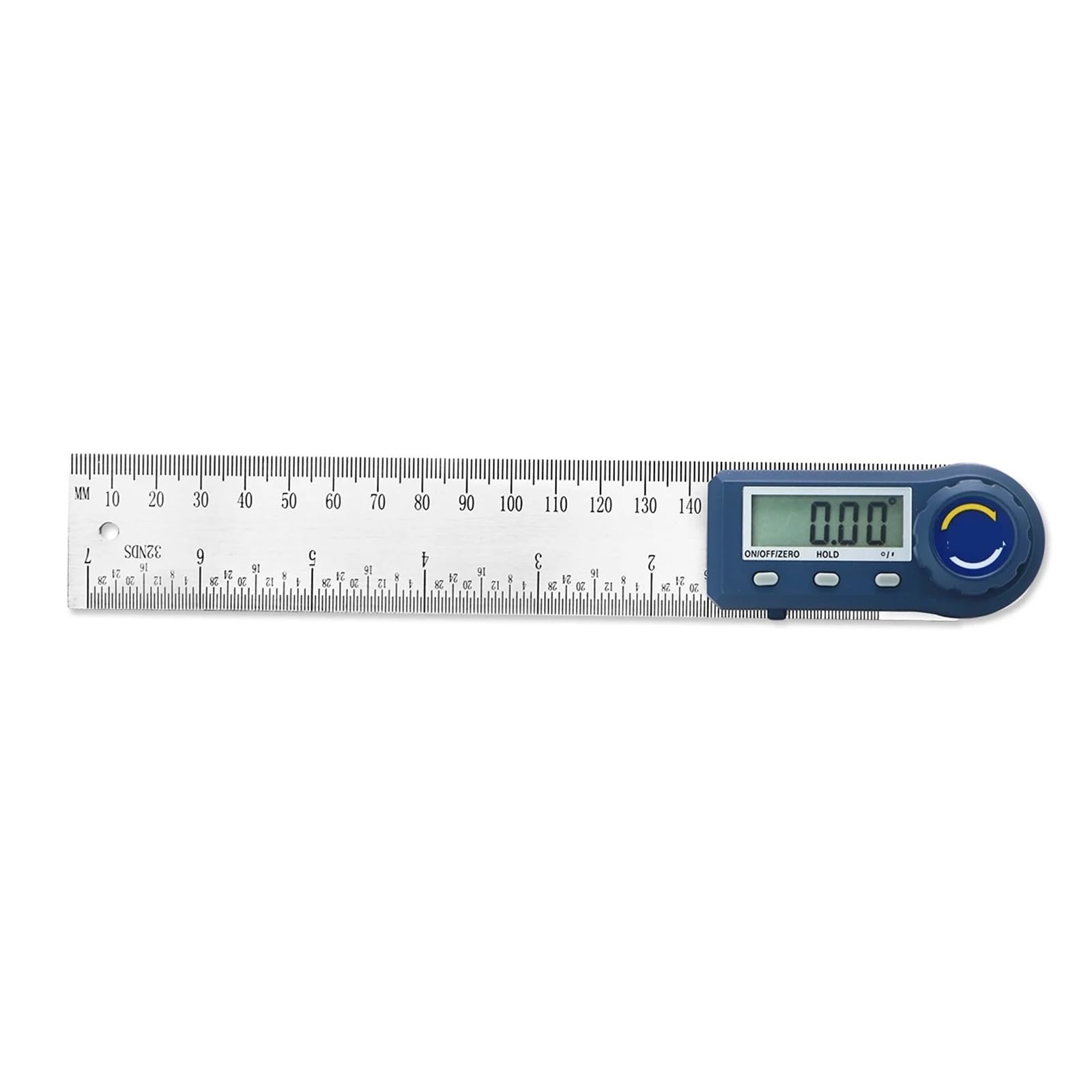 Rapporteur d'angle, Règle de détecteur d'angle numérique 7 pouces/200 Mm en acier inoxydable avec boîtier, détecteur d'angle de rapporteur numérique for la mesure du travail du bois(0-200mm widen)