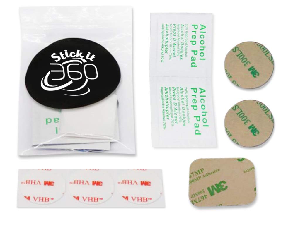 Universal Replacement Kit for Magnetic Car Mount - 3 Thin Metallic discs, 3 3M Stickers, FREE 2 Prep pads By Stick it 360