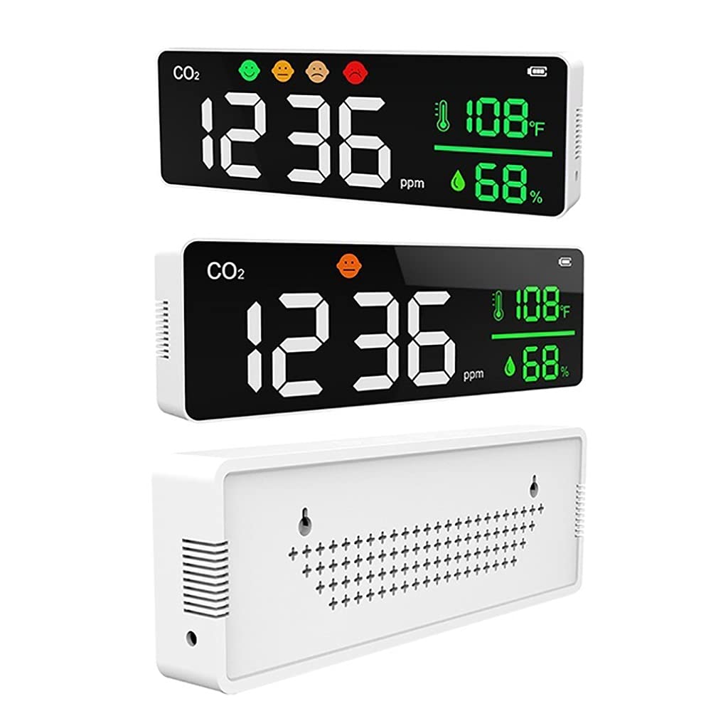 Detector De Aire De CO2, Detector De Calidad del Aire, Sensor NDIR | Monitor de temperatura y humedad, nivel de dióxido de carbono PPM