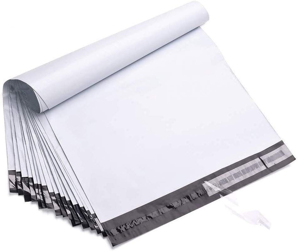 Pack of 100 Coloured Plastic Mailing Bags/Envelopes, 25 x 35 cm, Black and White
