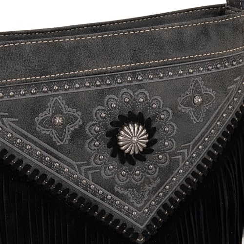 Image of Montana West Western Fringe Shoulder Bag Crossbody Purse and Handbag for Women MW880G-9360BK