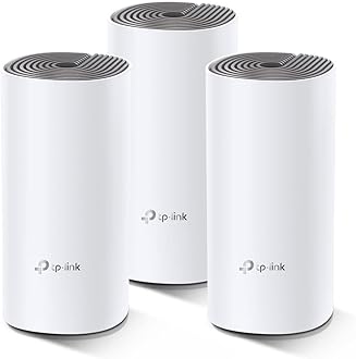 TP-Link Deco E4 (3-Pack) – AC1200 WiFi Repeater, Mesh WiFi Intelligent, Dual Band up to 350 m², 2 x Ports 100/10 Mbps, MU-MIMO, up to 100 Devices, Suitable for Xiaomi Mi Box
