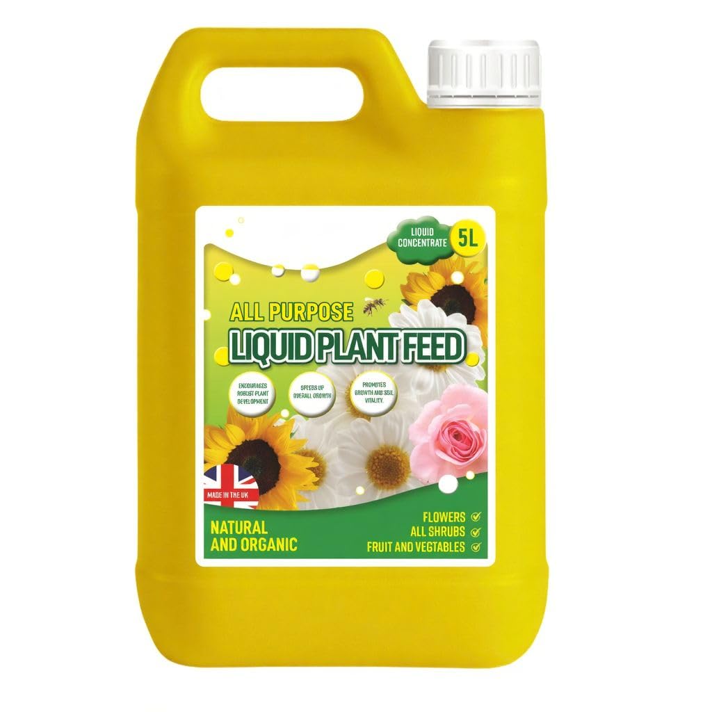 B4E All Purpose Liquid Plant Feed, 5L Concentrate, Natural & Organic Fertiliser for Flowers, Shrubs, Fruit & Vegetables, Made in UK