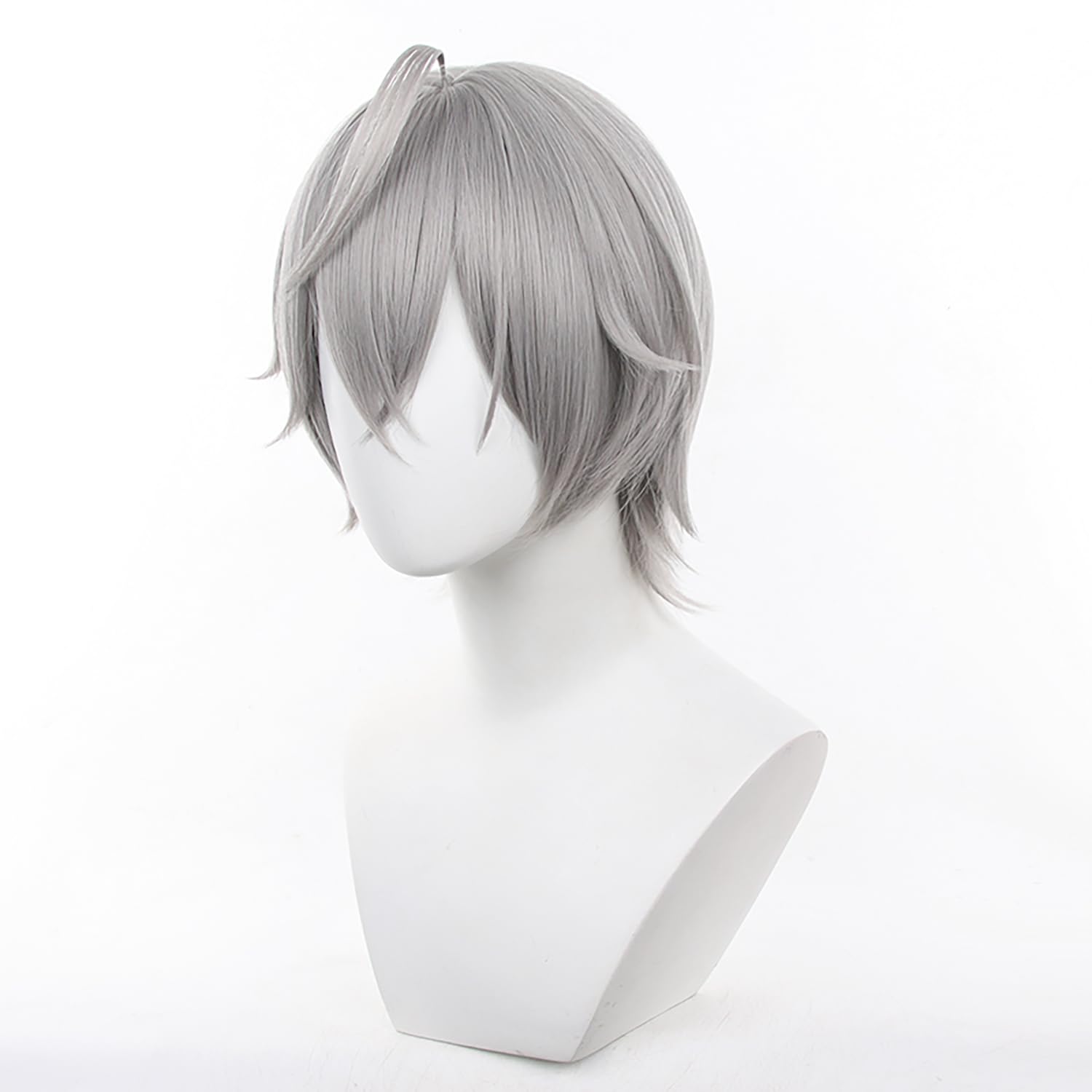 Grey Short Wig for Men with Bangs Heat Resistant Synthetic Straight Costume Hair for Unisex Women Men Halloween Cos Anime Party Replacement Wigs - Image 3