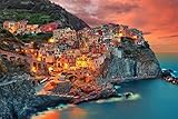 Cinque Terre Manarola Italy Cliff Homes Landscape Photo Photograph Art Sicily Almafi Coast Picture Beautiful Scenery Cool Wall Decor Art Print Poster 36x24