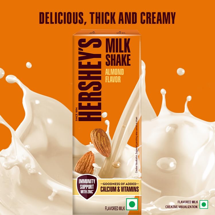Image of HERSHEY's Almond Flavored Milkshake | Enriched With Calcium | Pack Of 6 (6 X 180Ml), Vegetarian