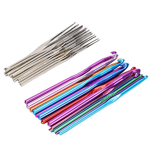 Pack de 30 agujas de ganchillo de aluminio, multicolor, para tejer, manualidades, hilo, agujas de coser como madre