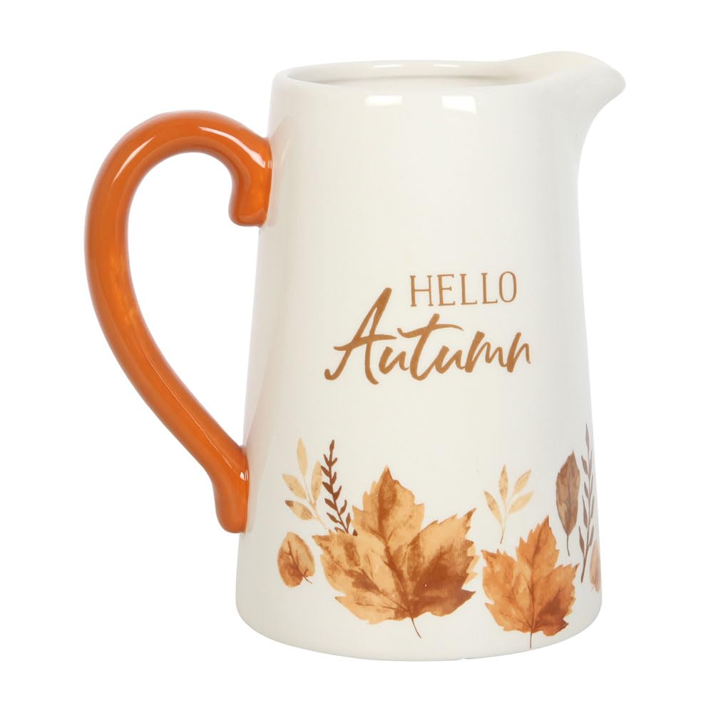 Hello Autumn Flower Jug - Halloween Sign, Decorations, and Gifts - Spooky Season Décor for Festive Ambiance