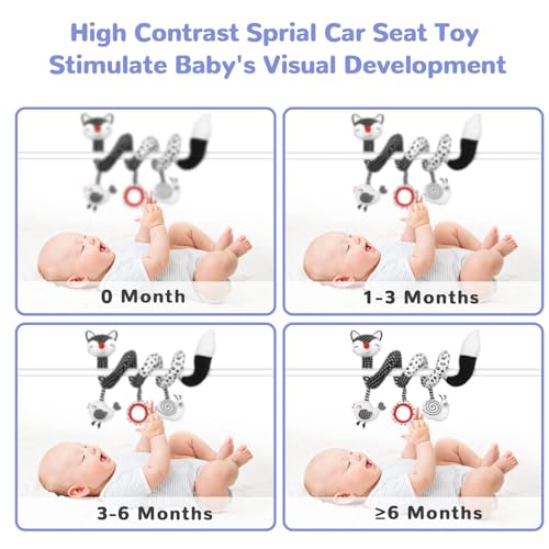 xixiland baby spiral plush toys black and white baby car seat toys high contrast infant newborn toy 0-6 months for stroller crib mobile sensory toy best gift for 0 3 6 9 12 months boys girls