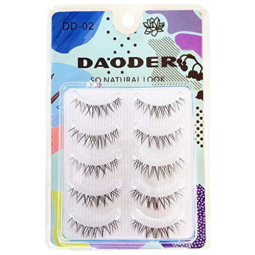 DAODER Eyelashes False Lashes Mink Short Natural Wispy Thin Small Fake Eyelashes Tapered End Lightweight Soft Reusable Simple Eye Lashes Pack Glass Wear Friendly 5 Pairs (Natural Lashes 02)