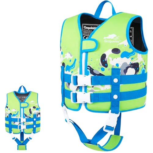 Gogokids Swim Vest for Toddler & Kid 1-2-3-4-5, Adjustable Buoyancy Swimming Vest for Kid Learn to Swim, Toddler Floaty with Removeable Floats and Dual Safety Straps Buoyancy Aid for Pool Beach Puddle by Gogokids - Used condition - US$11.70