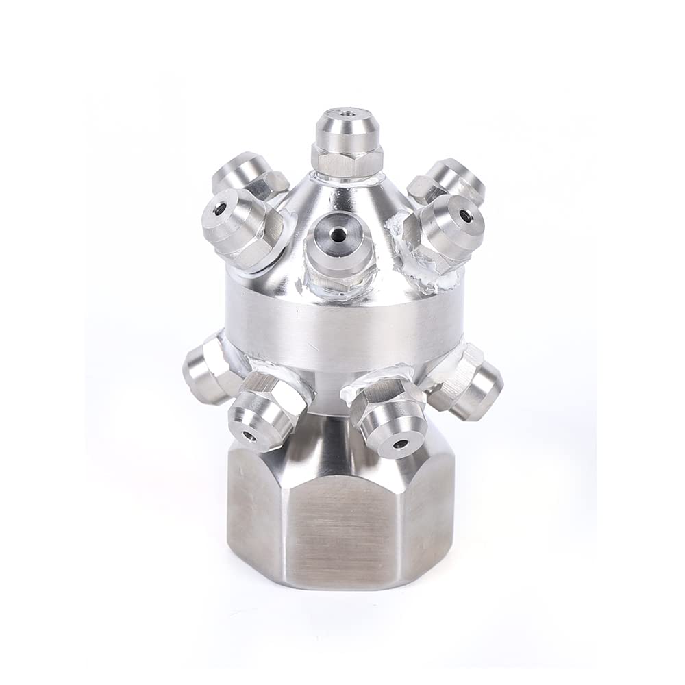 Rotating Cleaning Nozzles, 13 Nozzles Connection Parts Stainless Steel Tank 1/2 inch Tank Washing Nozzle Wash Container Cleaning Nozzle 1 Inch Teeth X-shaped Spray Nozzle For Washing Tank, Net, Barrel