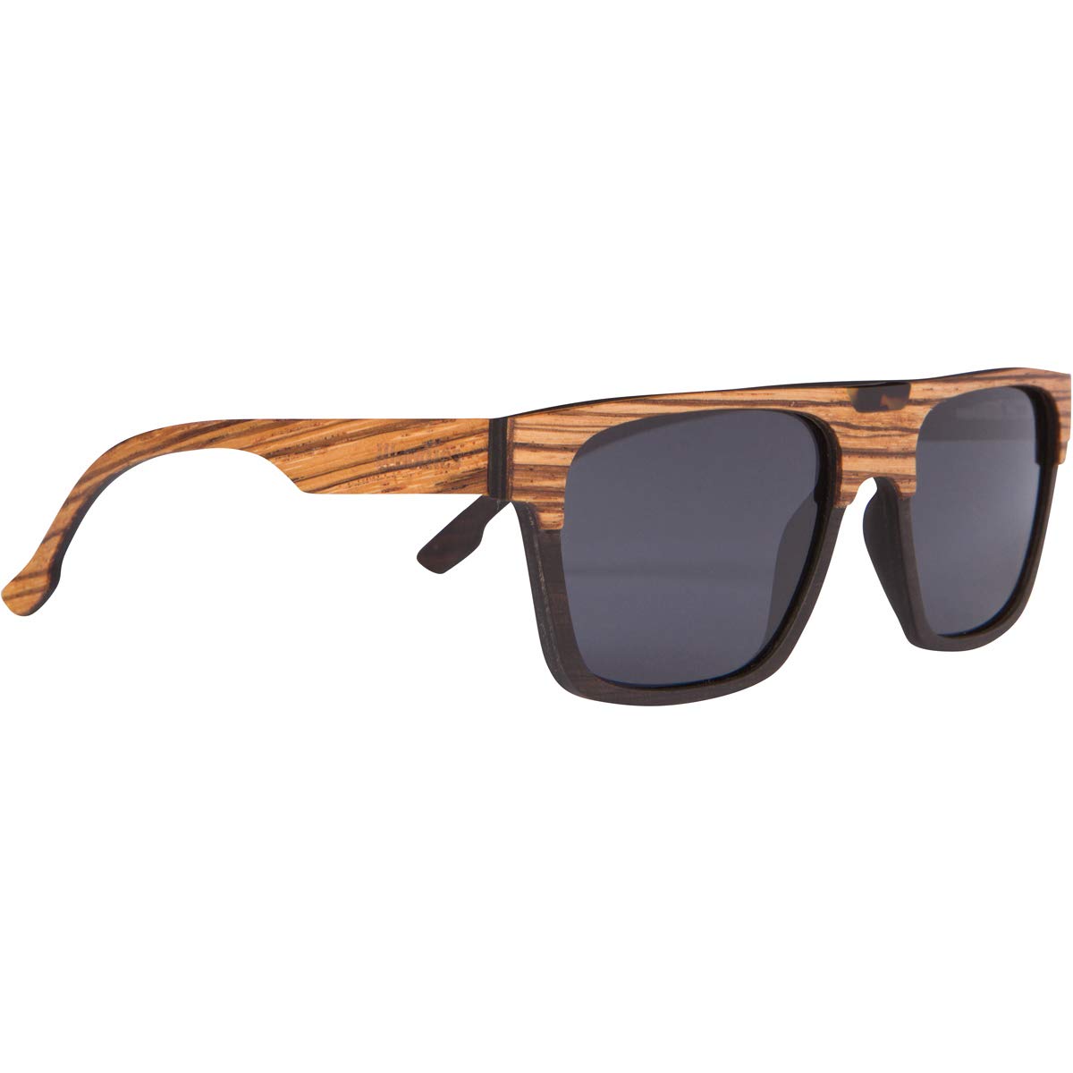 Woodies Polarized Modern Semi Square Sunglasses | Dark Lenses, Full Wood Frame | 100% UVA/UVB Ray Protection