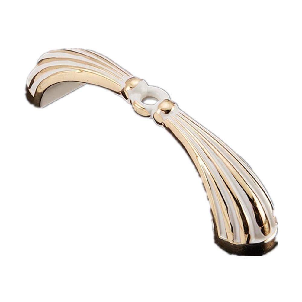 Stnyanxd Golden Ivory White 128Mm Antique Cabinet Drawer Handles 2Pcs Silver Zinc Alloy Classical Furniture Handle 96Mm(Golden Ivory White 128Mm)