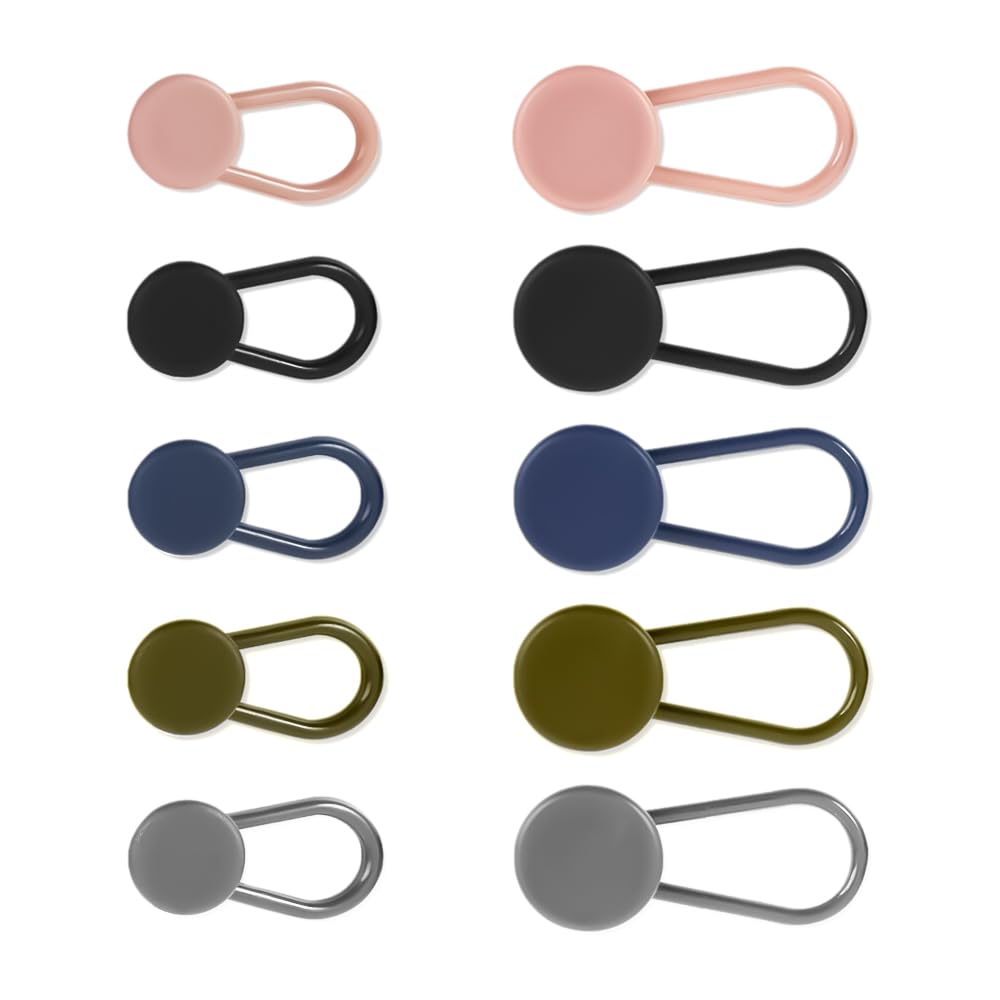 Mobi Lock 10 Pcs Trousers Button Extender Set - Flexible Waist Extenders - Instant Waistband Expansion for Men and Women - No Sewing Required