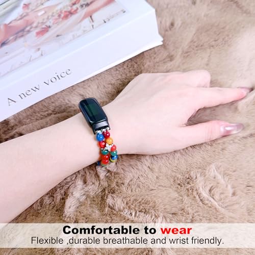 Image of Wongeto Compatible with Fitbit Luxe Bands,Fashion Handmade Elastic Stretch Pearl Bracelet Women Replacement Strap for Fitbit Luxe accssorises